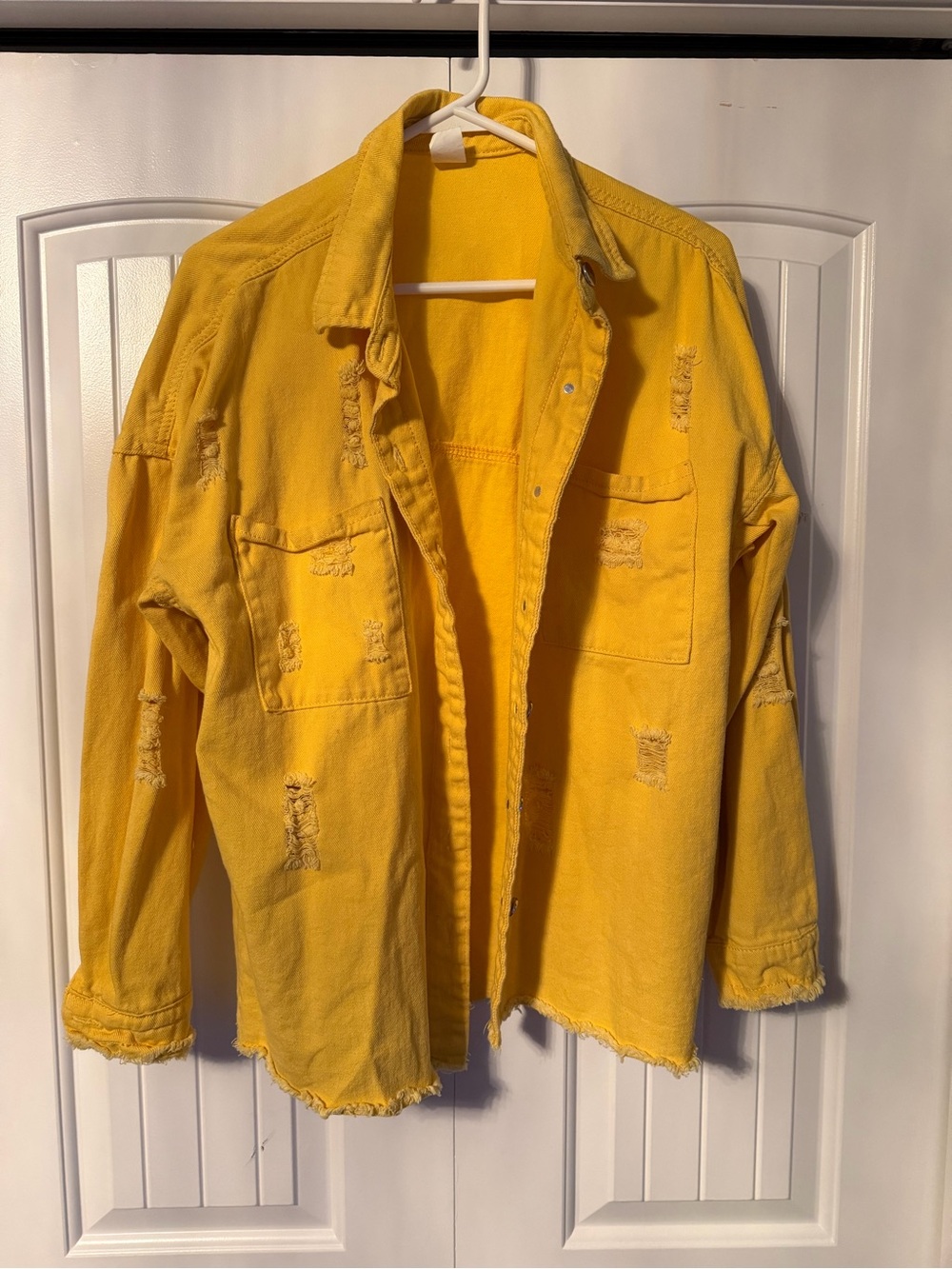 Yellow Distressed Button-Up Jacket